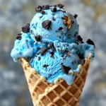 Cookie Monster Ice Cream – The Ultimate No-Churn Treat That’ll Blow Your Mind 9 Cookie Monster Ice Cream in a waffle cone with chocolate and cookie chunks, close-up view