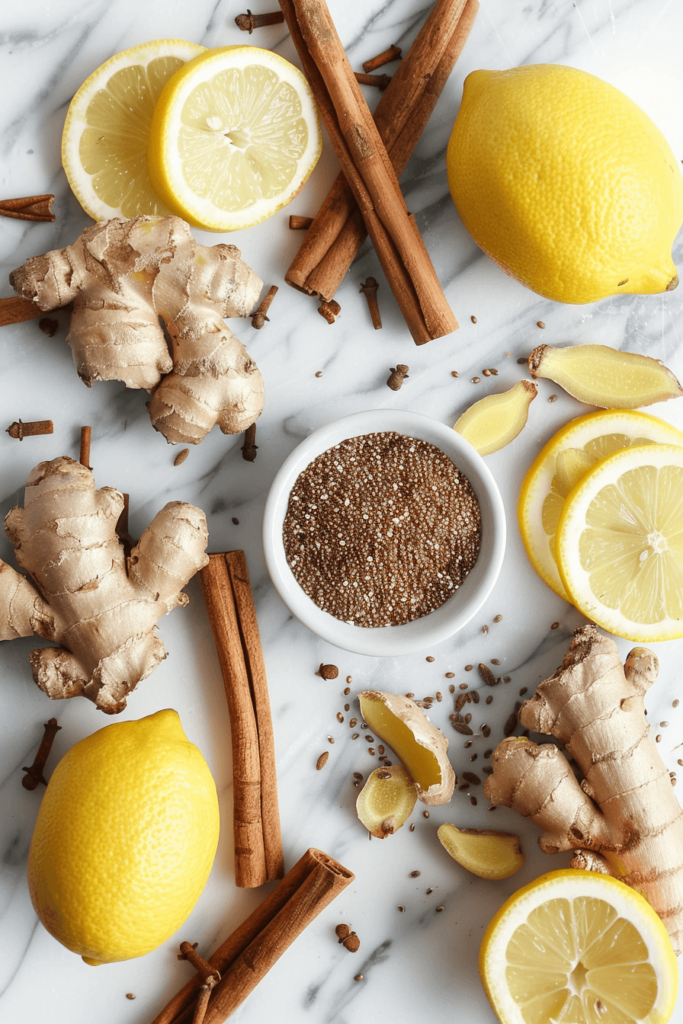 Bariatric seed ritual recipe surrounded by lemon, cinnamon, and ginger for flavor variations