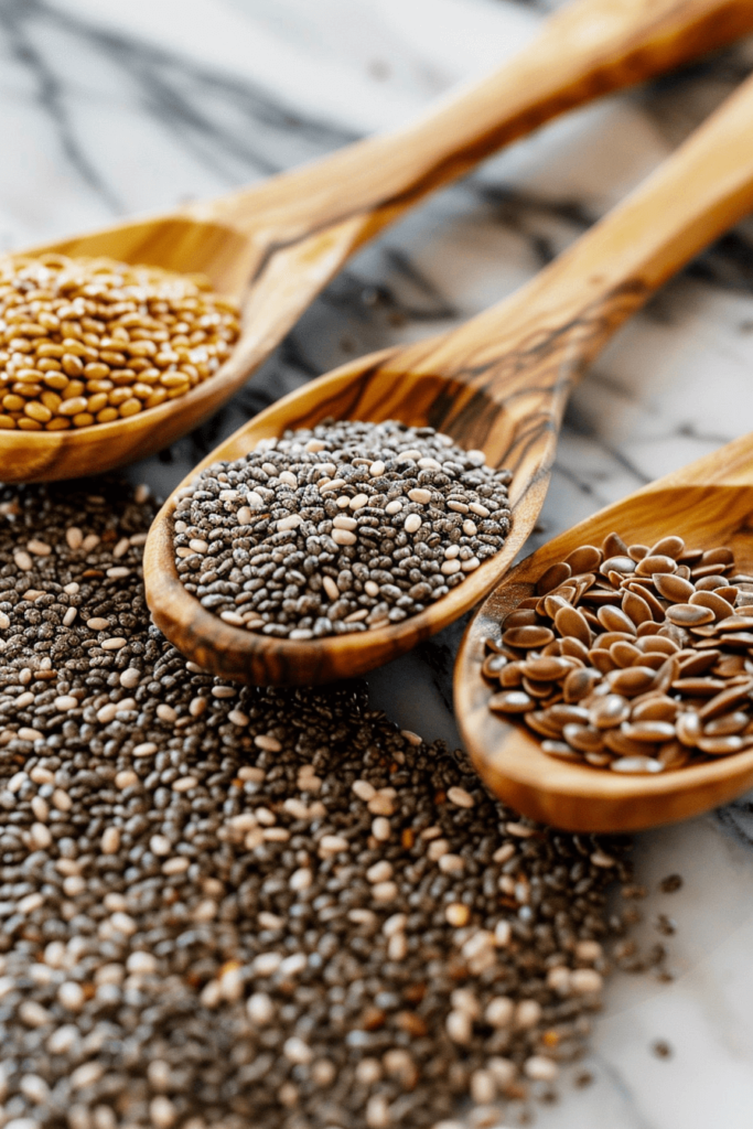 Bariatric seed tea recipe ingredients on spoons
