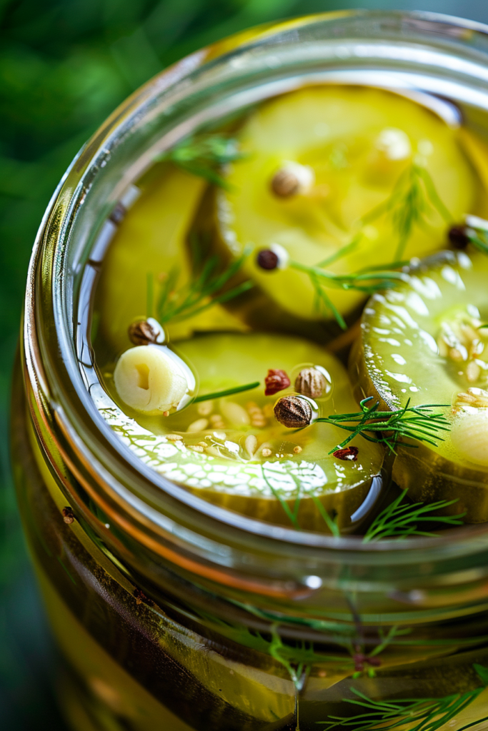 The Best dill pickle slices Recipe for Crunchy, Tangy Perfection 6 Homemade dill pickle slices in a glass jar with dill and garlic