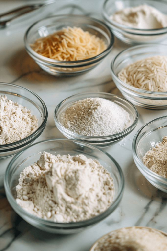 gluten free filo sheet ingredients in bowls