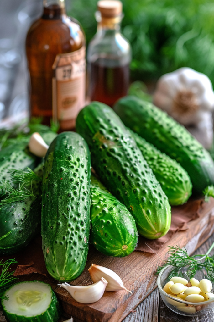 The Best dill pickle slices Recipe for Crunchy, Tangy Perfection 8 Fresh cucumbers, garlic, and dill for making dill pickle slices