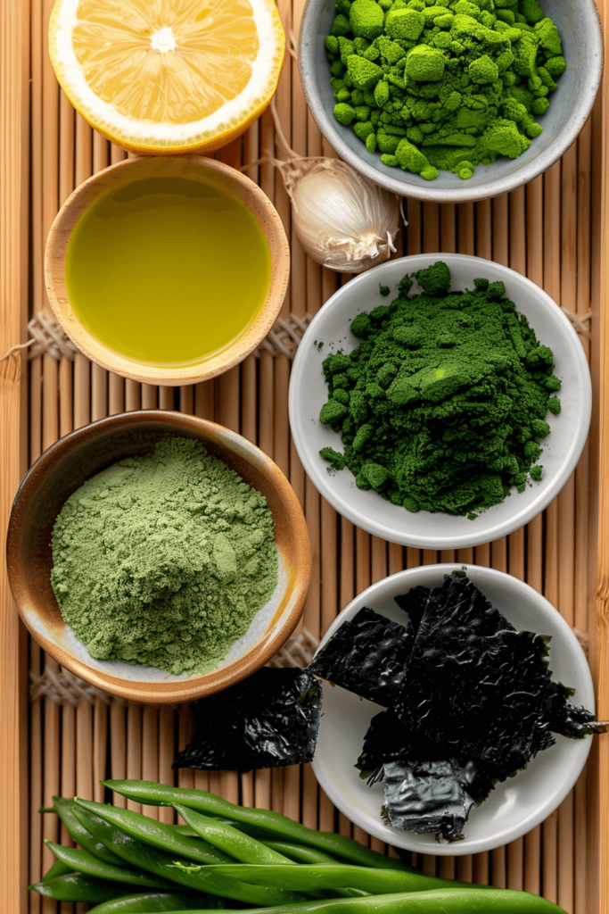 Japanese Mounjaro Recipe: The Best Natural Fat-Burning Drink to Try Now 6 Japanese Mounjaro Recipe ingredients on bamboo tray