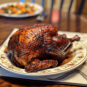 Pan-seared wild turkey breast with herbs in skillet