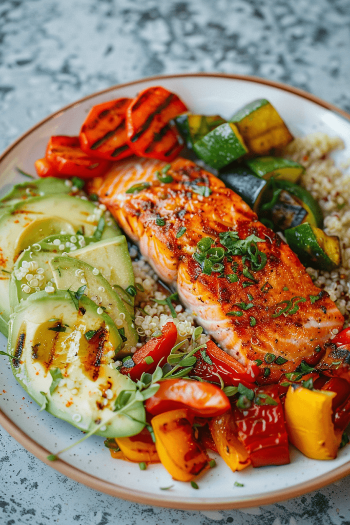 Zepbound Diet Plan Explained: Eat Right, Feel Full, Drop Pounds 5 zepbound diet plan salmon quinoa and grilled vegetable plate