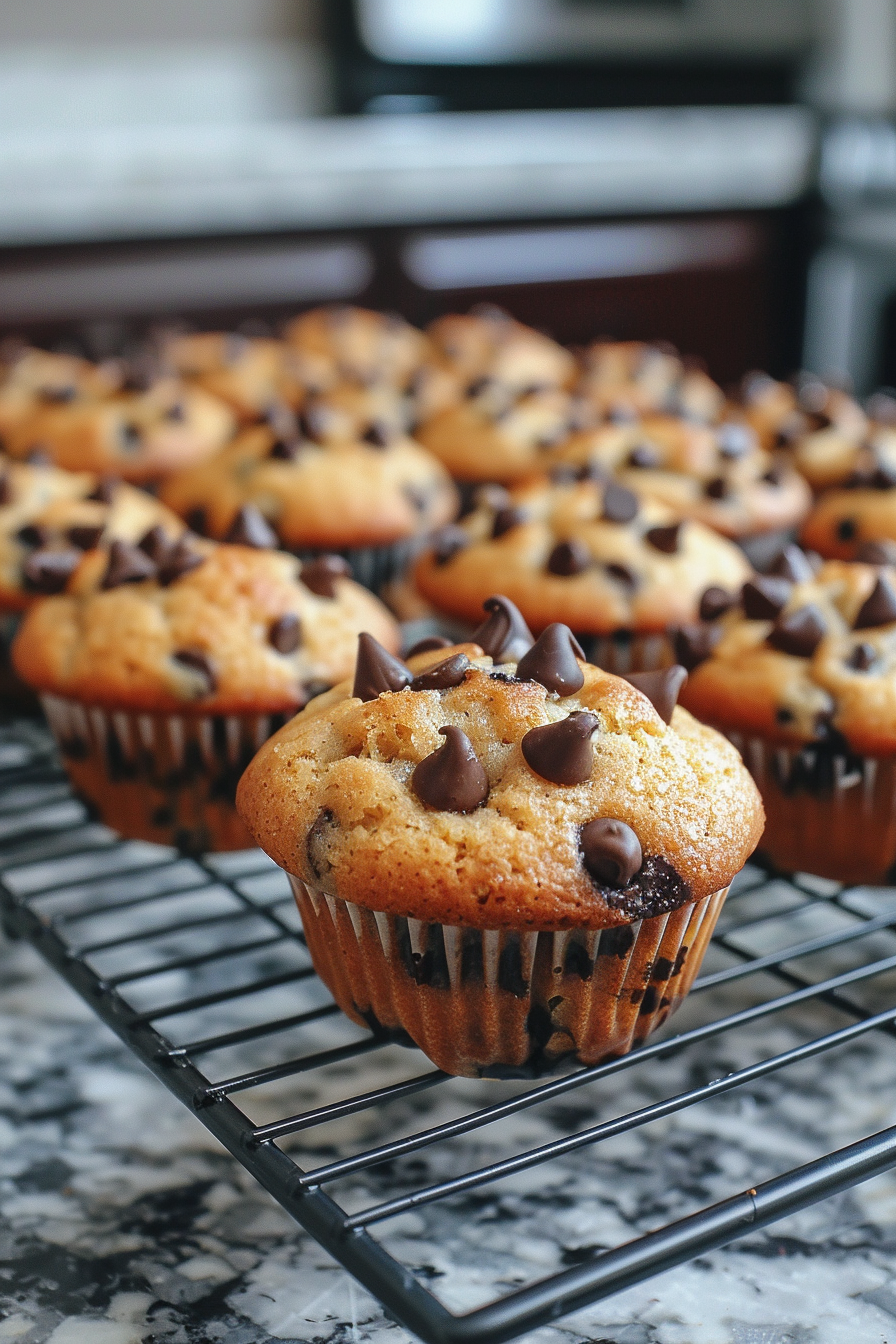 Protein Muffins: The Best 5-Ingredient Recipe for Guilt-Free Gains 6 Freshly Baked Chocolate Chip Protein Muffins on Cooling Rack