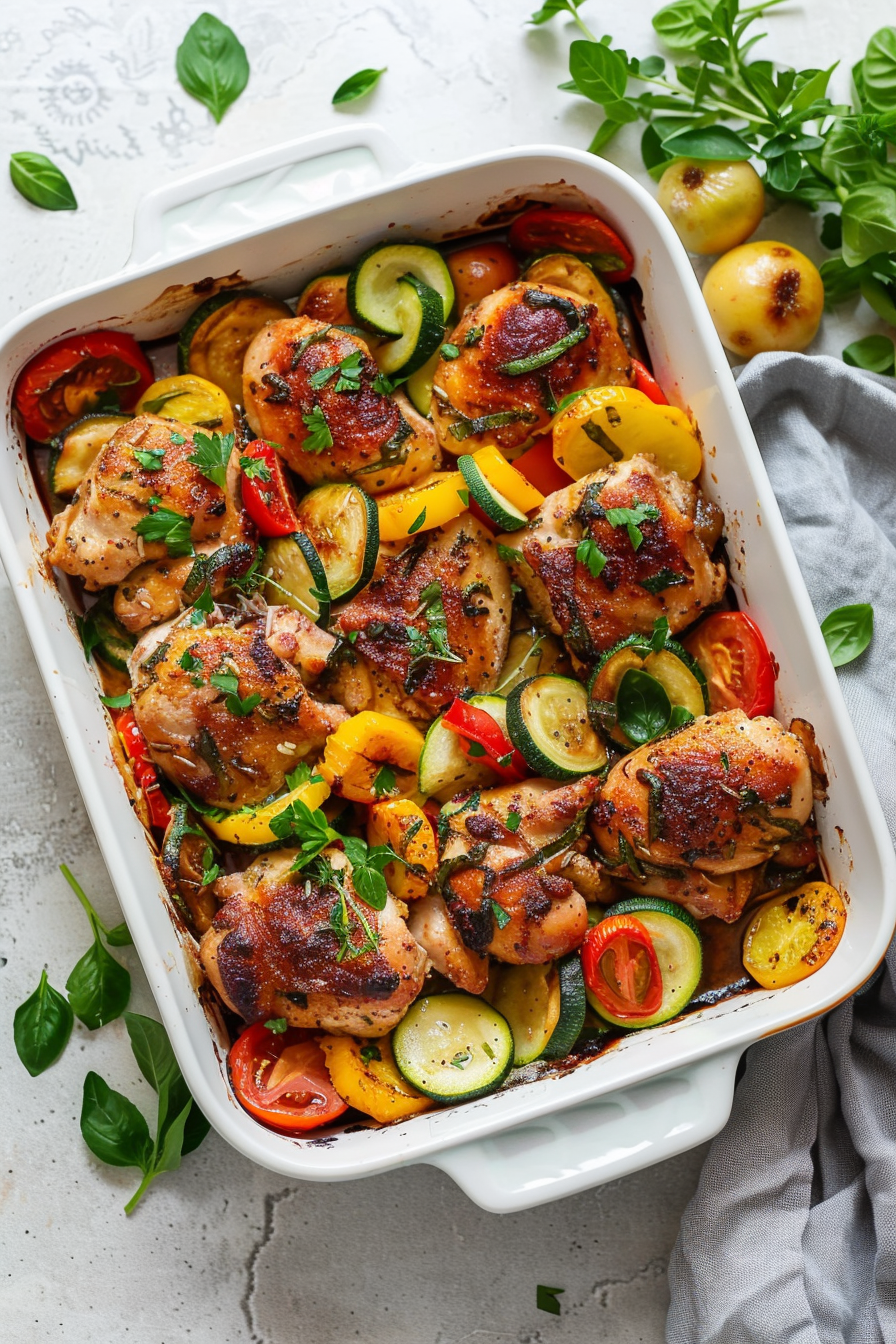 Mediterranean Chicken Zucchini Bake: A Flavor-Packed One-Pan Wonder 8 assembling mediterranean zucchini bake