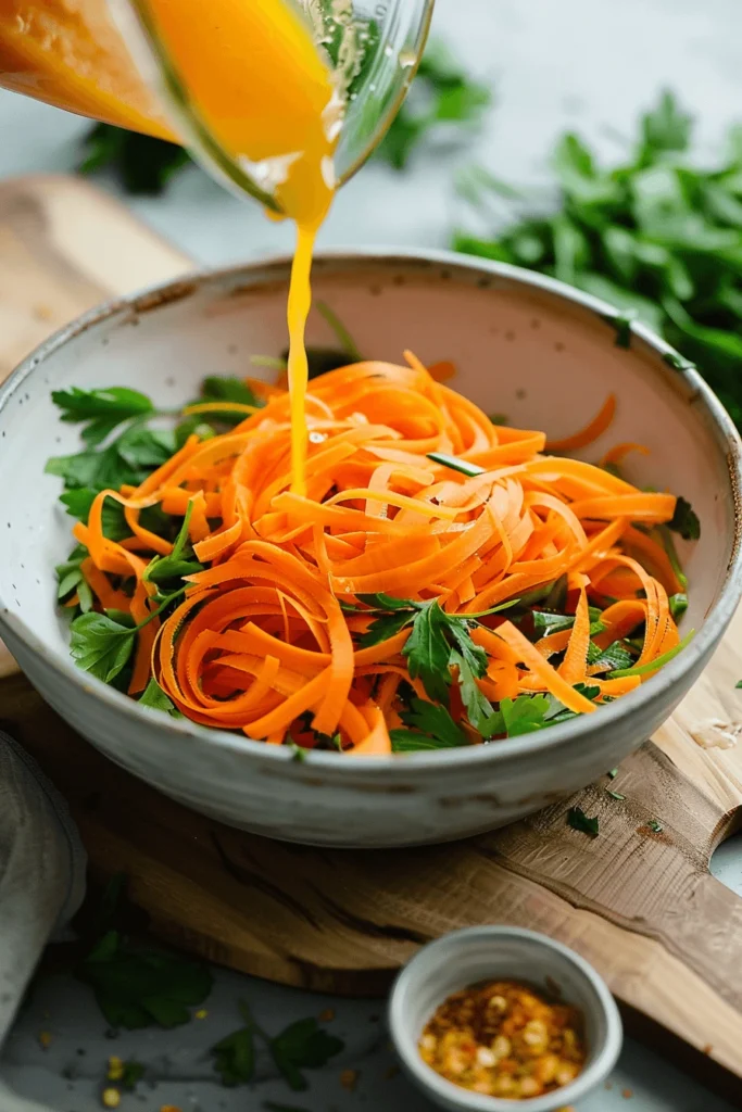 Carrot Ribbon Salad – A Simple, Healthy, and Flavorful Recipe 7 Making carrot ribbon salad step-by-step