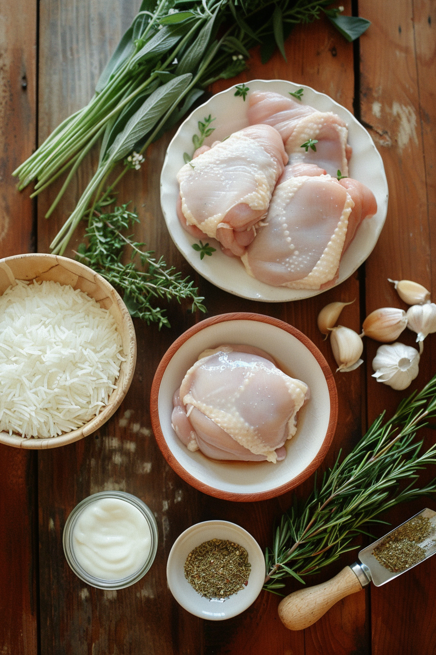 Creamy Smothered Chicken and Rice – A Soulful Comfort Classic with a Creamy Twist 8 creamy chicken rice ingredients