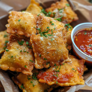 deep fried ravioli served with marinara sauce