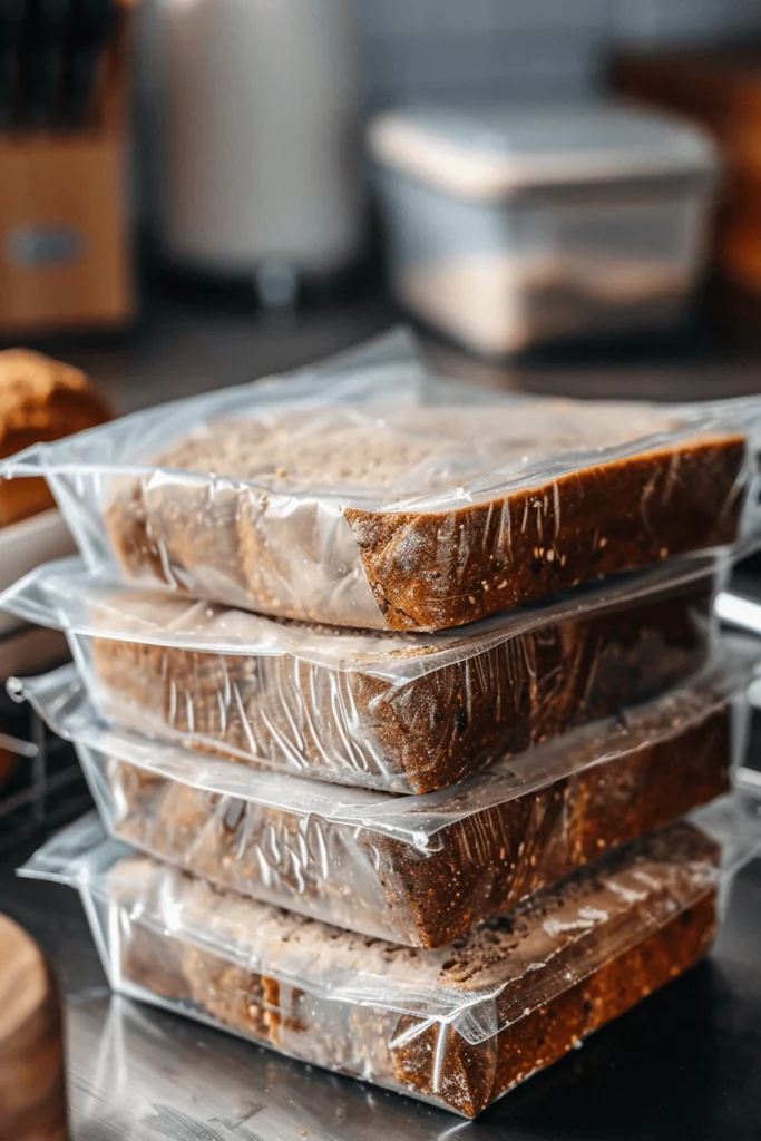 Einkorn Bread Pullman – The Ancient Loaf with a Modern Twist 10 Frozen slices of einkorn bread pullman in a freezer bag