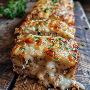 garlic parmesan chicken meatloaf fresh from the oven