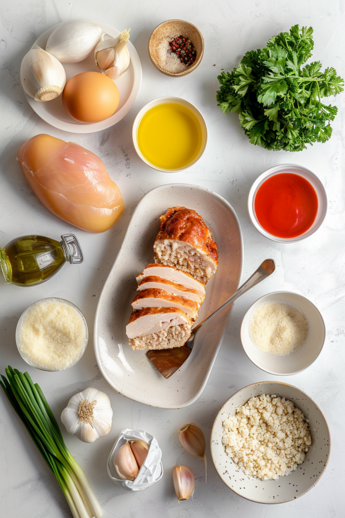 Garlic Parmesan Chicken Meatloaf – The Ultimate Juicy, Cheesy Twist to Classic Comfort 8 ingredients for garlic parmesan chicken meatloaf