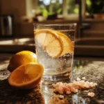 Japanese Pink Salt Trick: Weird, Simple, and Surprisingly Effective 6 japanese pink salt trick recipe with lemon slices and Himalayan salt in natural lighting