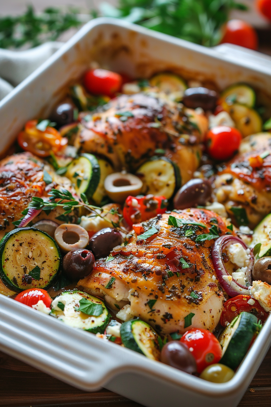 Mediterranean Chicken Zucchini Bake: A Flavor-Packed One-Pan Wonder 6 mediterranean chicken zucchini bake closeup