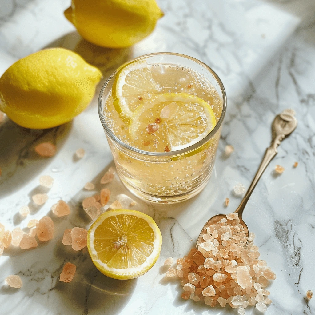Pink salt diet drink recipe with lemon and Himalayan salt