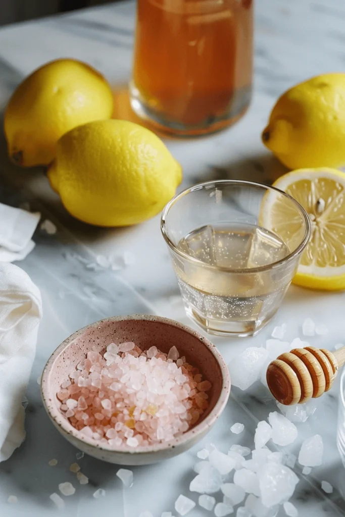 Ingredients for pink salt diet drink recipe