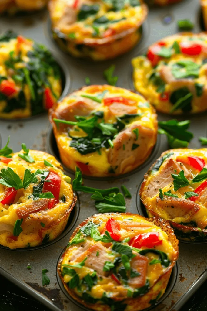 Frozen Wegovy Recipe for Easy Weight Loss: A Chill Way to Stay on Track 8 Baked turkey egg muffins with spinach, bell peppers, and herbs in a muffin tin