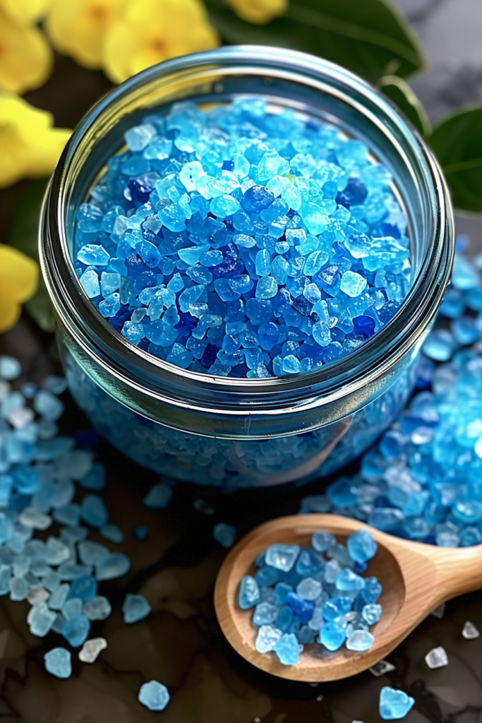 Blue Salt Trick Recipe: Magical Kitchen Hack for Stunning Flavor 8 image of blue salt trick recipe in a jar with roasted vegetables and a cocktail rim