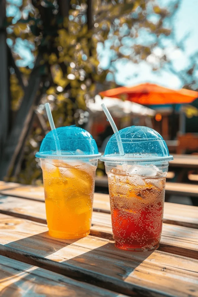 Trendy dirty soda recipes in colorful cups with straws