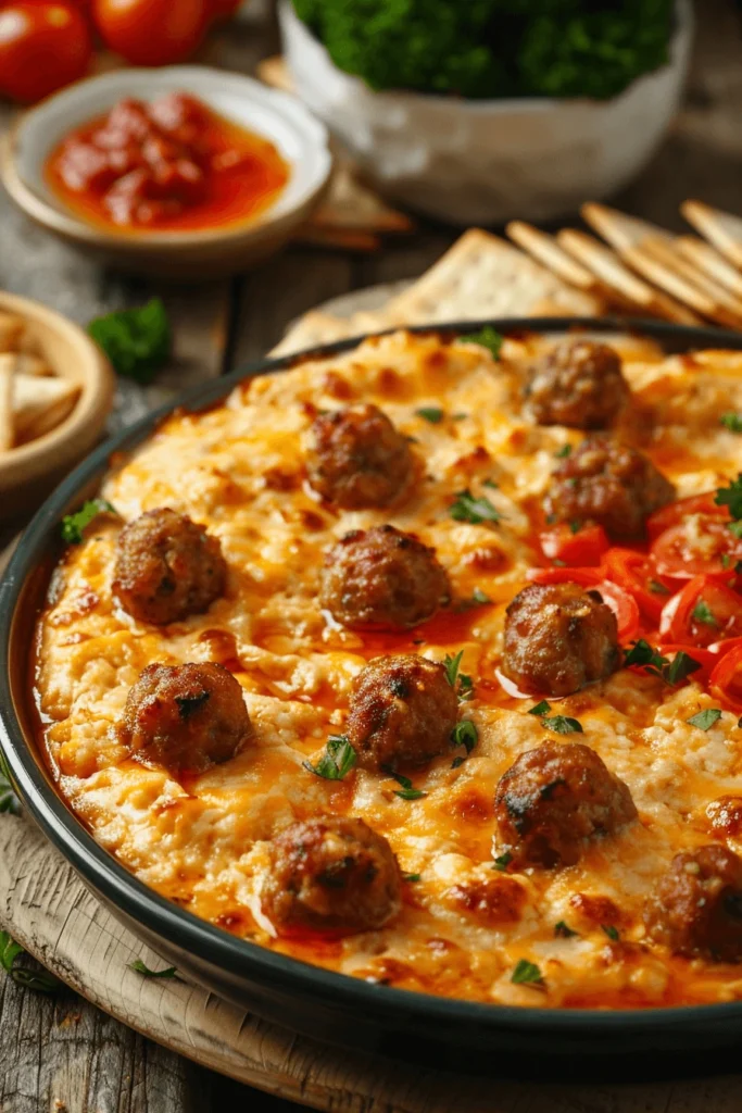 Lazy Southern appetizers with pimento cheese dip and sausage balls