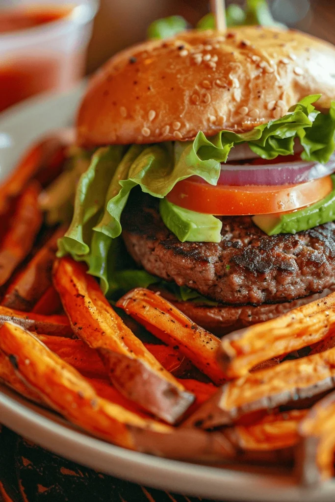 Lettuce-wrapped burger gluten free with avocado