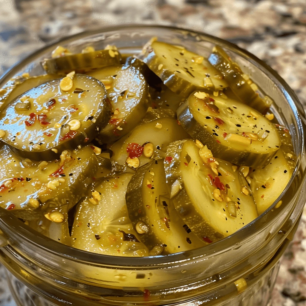 A jar of fresh homemade refrigerator pickles with dill and garlic cloves