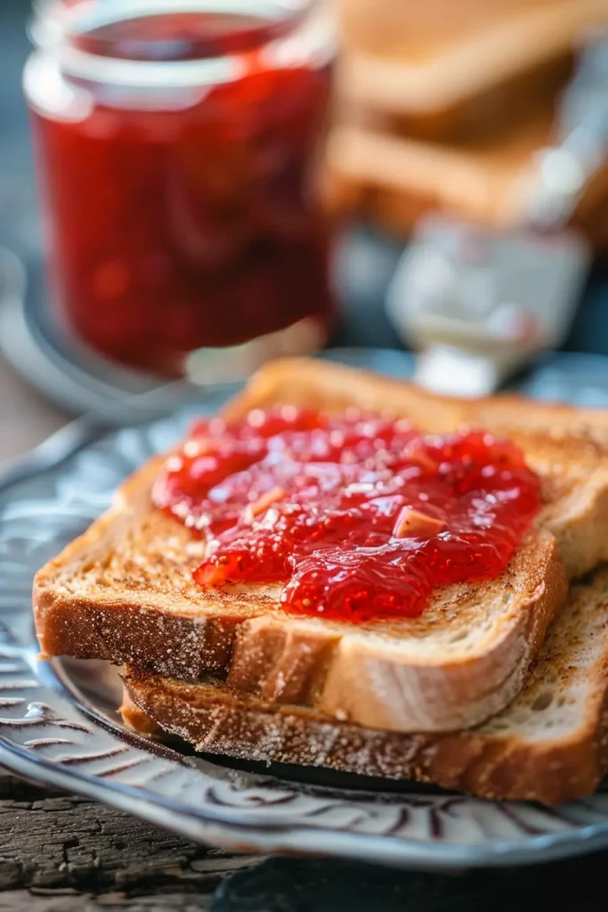 toast topped with strawberry rhubarb jam recipe