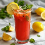 Chilled tomato lemonade with fresh tomatoes and lemon slices