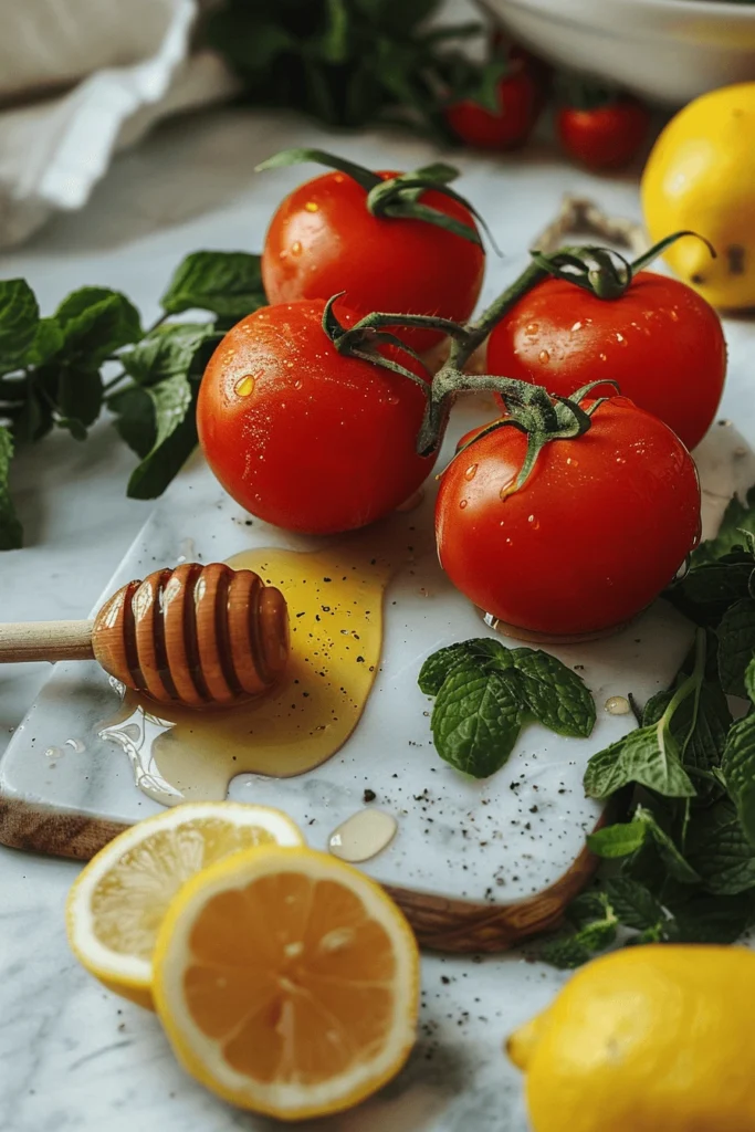 Fresh tomatoes and lemons for tomato lemonade recipe