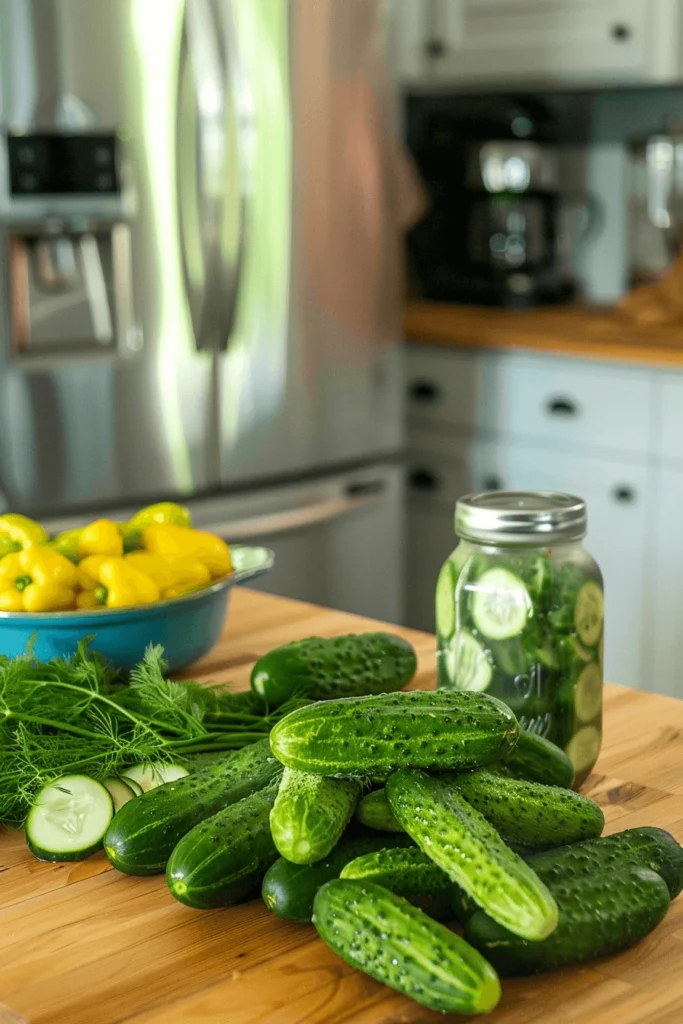 Do Pickles Need to Be Refrigerated? Everything You Need to Know 6 Different pickles that need refrigeration on a kitchen counter