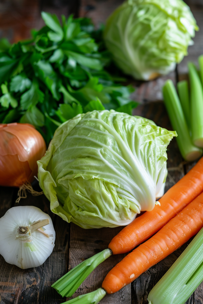 Fresh vegetables for cabbage fat-burning soup