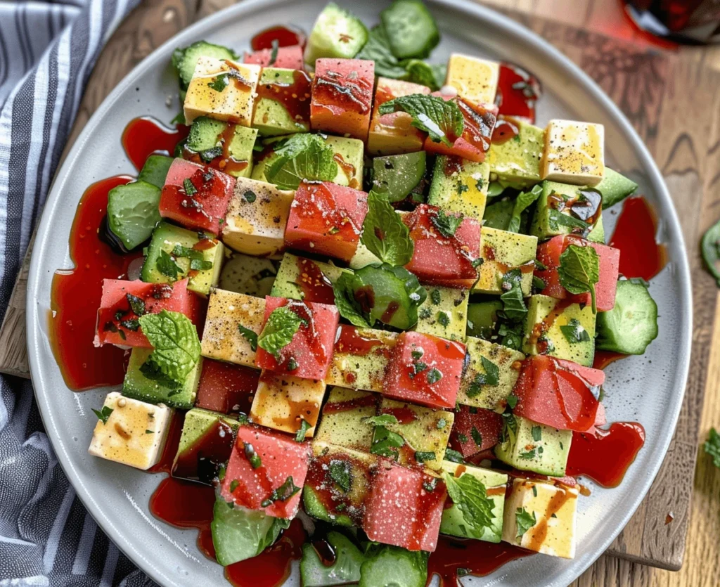 Checkerboard Salad on platter