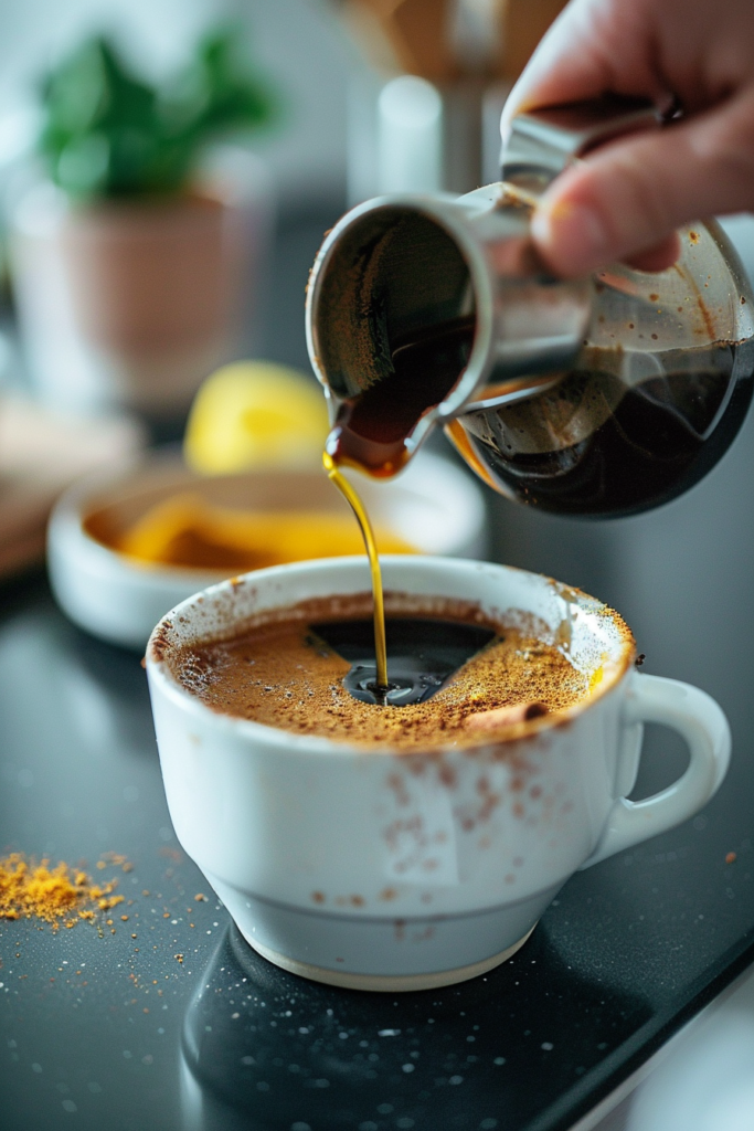 Step in making coffee loophole recipe with cinnamon and turmeric