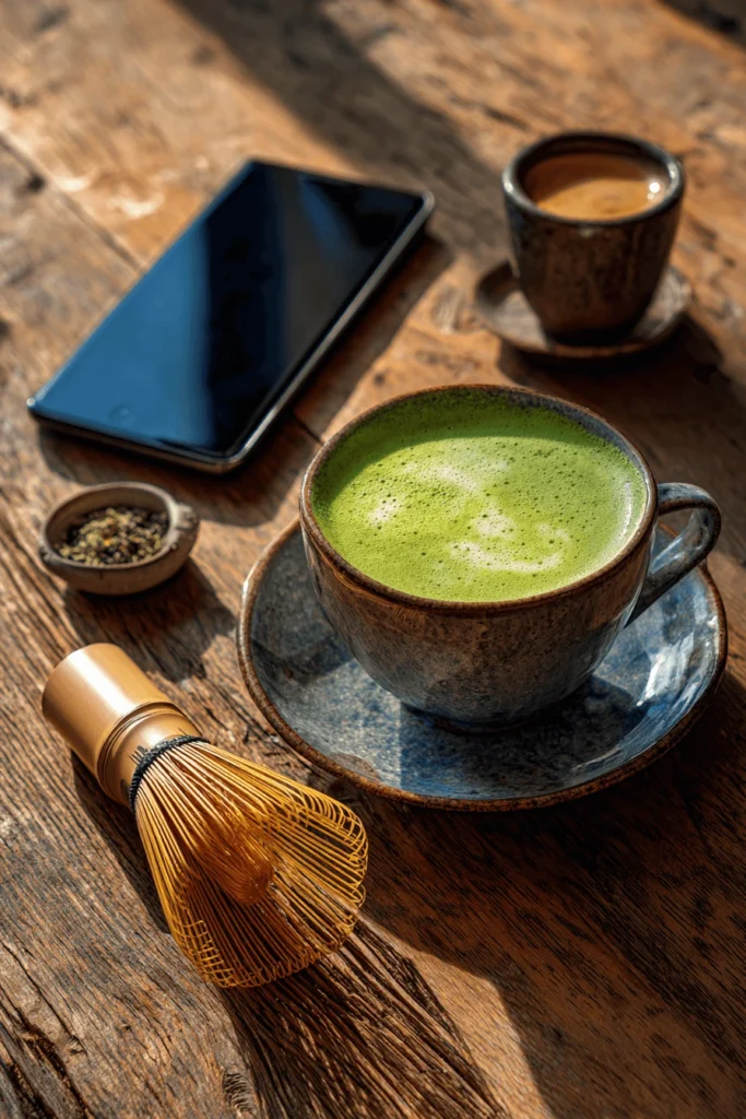 Hot Dirty Matcha Latte with Espresso