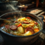 Mennonite Formavorscht Recipe in a rustic pot with vegetables