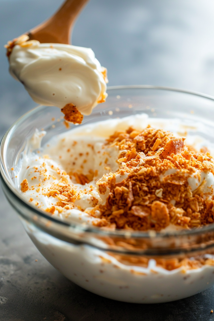 Chili Crisp Greek Yogurt Dip – A Flavor Explosion You’ll Love 7 Mixing chili crisp into Greek yogurt for dip