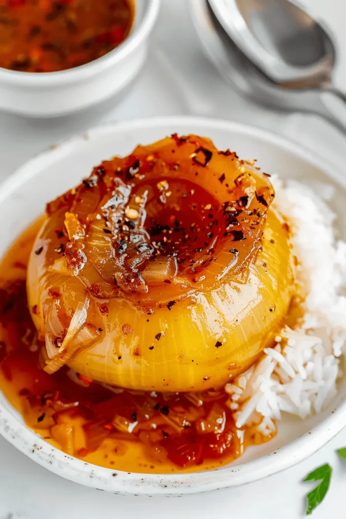 Onion Boil Recipe: Simple Comfort Food Anyone Can Make 4 Onion Boil served on a plate, garnished with fresh herbs