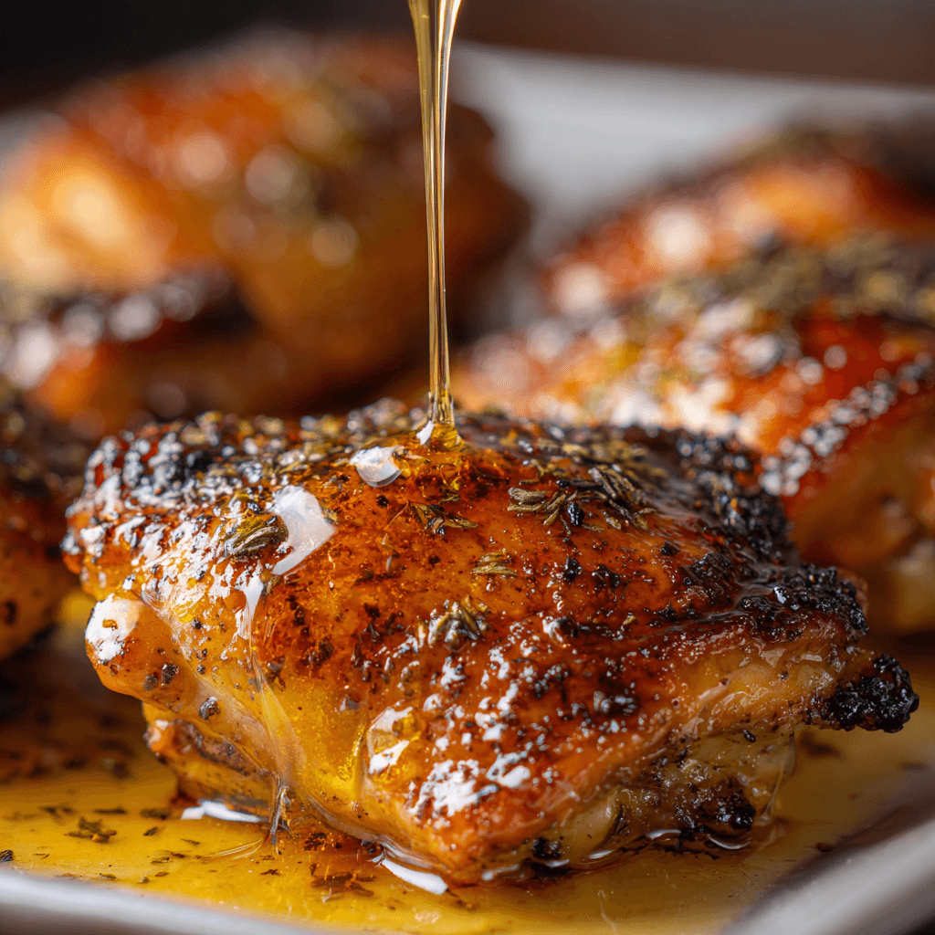 Hot Honey Everything drizzling over roasted chicken