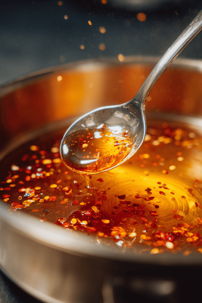 Preparing hot honey everything glaze
