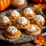 Pumpkin pie cookies with spiced filling and whipped cream
