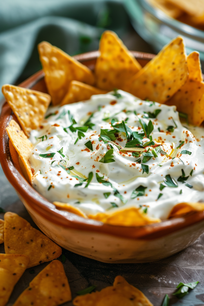 Chili Crisp Greek Yogurt Dip – A Flavor Explosion You’ll Love 5 Serving Greek Yogurt Chili Crisp Dip with veggies and chips