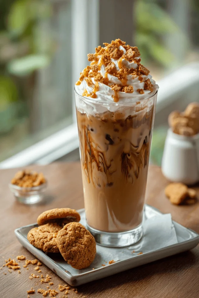 Teddy Graham Iced Latte: A Sweet and Nostalgic Coffee Treat 8 Served Teddy Graham Iced Latte with whipped cream and Teddy Grahams