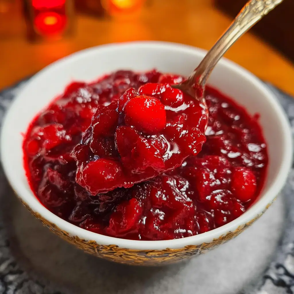 Ahead Cranberry Sauce 1 Homemade cranberry sauce with orange zest in a rustic bowl.