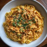 Cowboy Butter Chicken Linguine pasta with chicken and herbs.