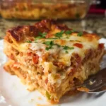 Baked Holiday Christmas Lasagna with melted cheese and festive herbs