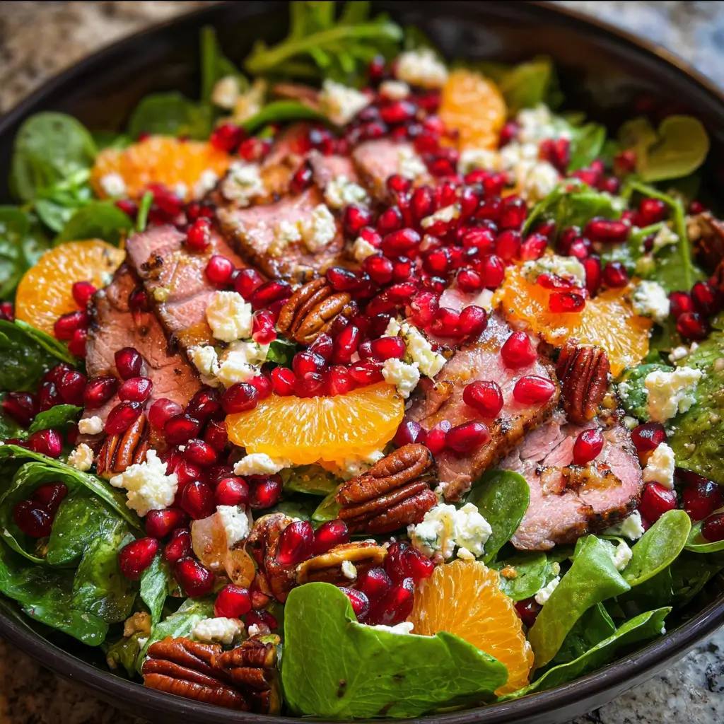 Holiday Salad 1 Fresh and colorful holiday salad with greens, pomegranate, apples, and feta.