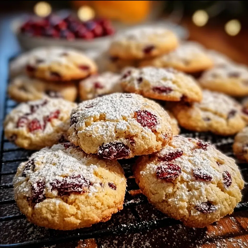 Old Fashioned Cranberry Orange Cookies 1 Soft cranberry orange cookies on a rustic plate with orange zest.