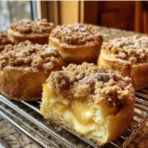 Delicious Apple Cheesecake Crumble Buns fresh from the oven with crumble topping