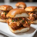 Bang Bang Chicken Sliders with crispy chicken and creamy sauce